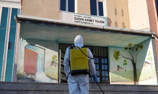 İstanbul Maltepe’de okullar dezenfekte ediliyor