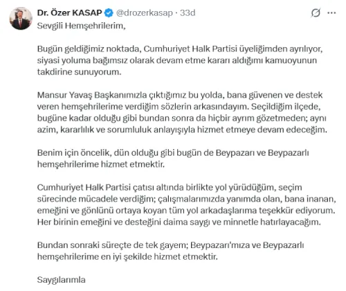 Mansur Yavaş’ın ardından Ankara’da peş peşe istifalar... 7 belediye başkanı CHP’den ayrıldı!